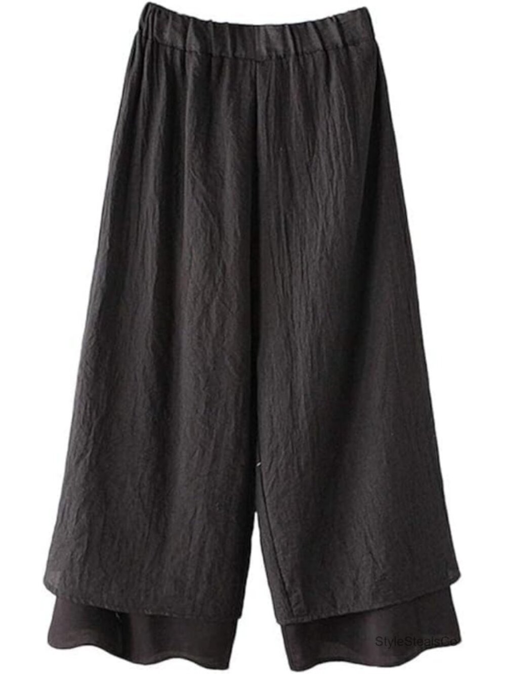 Women's Cotton Wide Leg Cropped Palazzo Pants with Side Slits